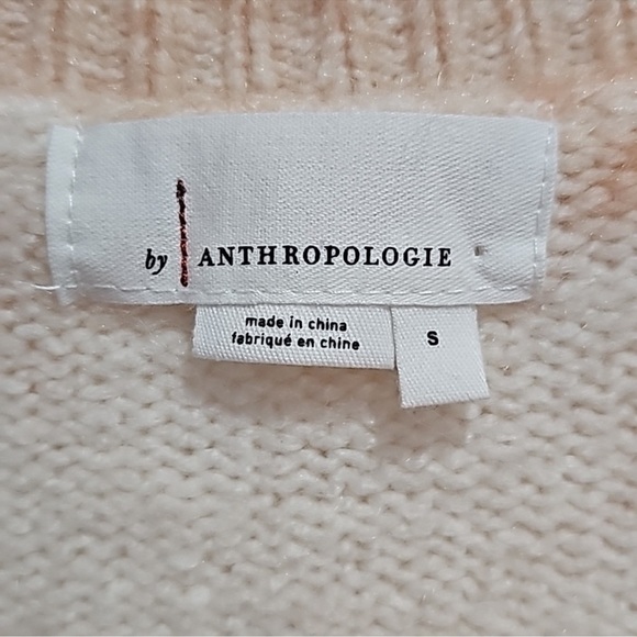 Anthropologie Pink/White Tie Dye Knit Sweater V Neck Top - Picture 7 of 8